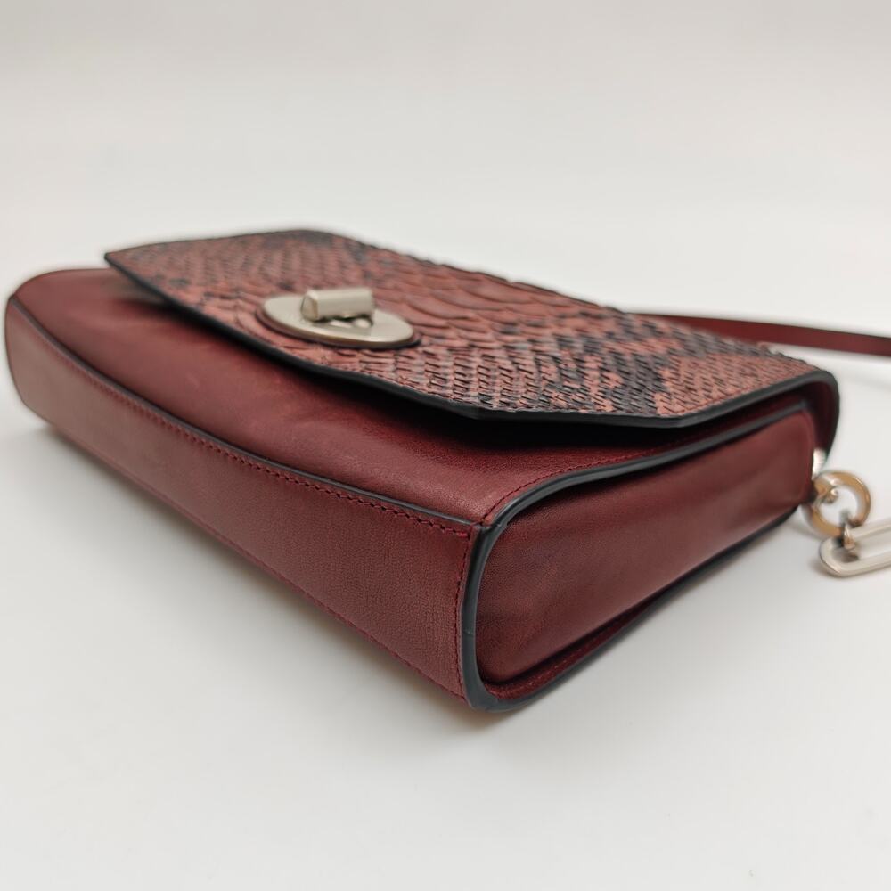 Coach Crosstown Python Embossed Leather Turnlock Crossbody Bag Brown Snake Print - Picture 5 of 10